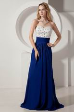 Slender Sweetheart Column Dark Blue Chiffon Prom Party Dress