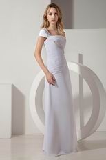 One Shoulder Elegant Embroidery White Chiffon Prom Dress