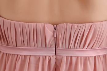 Salmon Pink Custom Fit Ruched High Low Chiffon Prom Dress