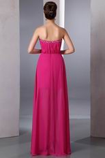 Crystals Magenta Rose High Split Chiffon Skirt Prom Dress