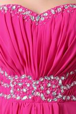 Crystals Magenta Rose High Split Chiffon Skirt Prom Dress