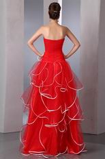 Strapless Ruffles A-line Scarlet Skirt Quality Prom Qresses Pretty