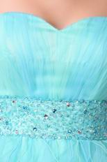 Beautiful High Low Style Aqua Blue Prom Dress With Beading Belt