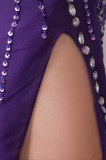 Sexy Beading Emberllish Eggplant Long Split Skirt Prom Dress