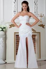 Unique Empire Waist A-line Split Skirt White Prom Party Dress
