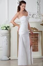 Unique Empire Waist A-line Split Skirt White Prom Party Dress