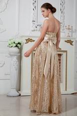 Flaring Strapless Sequin Belt Golden Formal Party Prom Dress