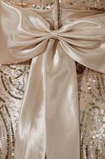 Flaring Strapless Sequin Belt Golden Formal Party Prom Dress
