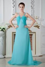 Wholesale Straps V-Neck Empire Waist Turquoise Prom Dress