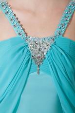 Wholesale Straps V-Neck Empire Waist Turquoise Prom Dress