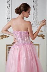 Sweetheart Transparent Bodice Basque Pink Prom Celebrity Dress