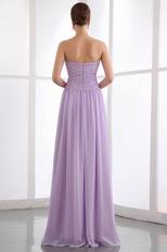 Elegant Beading Zip Lilac Chiffon Dress For 2014 Prom Party