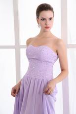 Elegant Beading Zip Lilac Chiffon Dress For 2014 Prom Party