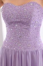 Elegant Beading Zip Lilac Chiffon Dress For 2014 Prom Party