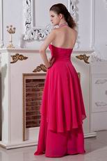 Designer Halter A-line Deep Rose Pink Cheap Dresses For Prom