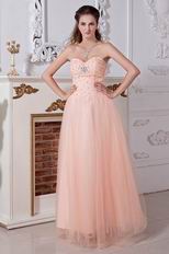 Noble Sweetheart Neck Dropped Waist Orange Pink Net Prom Dress