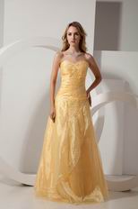 Sweetheart Embroidered Golden Yellow Skirt Prom Dress Elegant
