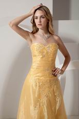 Sweetheart Embroidered Golden Yellow Skirt Prom Dress Elegant