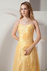 Sweetheart Embroidered Golden Yellow Skirt Prom Dress Elegant