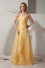 Sweetheart Embroidered Golden Yellow Skirt Prom Dress Elegant