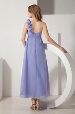 Discount One Shoulder Flower Strap Ankle Length Lavender Prom Dress