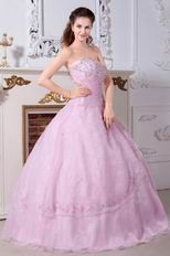 Inexpensive Sweetheart Pink Prom Ball Gown With Embroidery