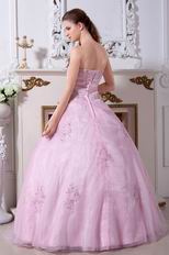 Inexpensive Sweetheart Pink Prom Ball Gown With Embroidery