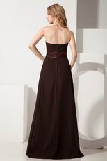 A-line Brown Chiffon Prom Evening Dress With Flower and Beading