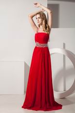 Dark Red One Shoulder A-line Prom Dress With Beading Belt