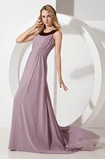 Inexpensive Scoop Neck Rosy Brown Chiffon Prom Dress On Sale