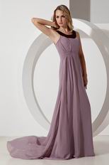 Inexpensive Scoop Neck Rosy Brown Chiffon Prom Dress On Sale