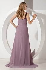 Inexpensive Scoop Neck Rosy Brown Chiffon Prom Dress On Sale