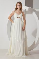 Best Seller Spaghetti Staps Ivory Chiffon Prom Dress For Women