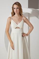 Best Seller Spaghetti Staps Ivory Chiffon Prom Dress For Women