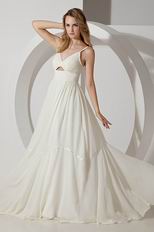 Best Seller Spaghetti Staps Ivory Chiffon Prom Dress For Women