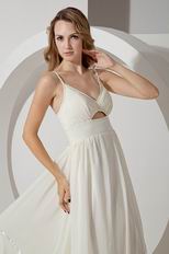 Best Seller Spaghetti Staps Ivory Chiffon Prom Dress For Women