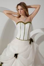 Hot Sell White Prom Quinceanera Dress With Olive Green Flowers