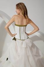 Hot Sell White Prom Quinceanera Dress With Olive Green Flowers