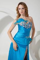 Beautifu Leopard Print Fabric Blue Formal Dress With Shawl Accessory