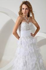 Luxury Sweetheart Lace Celebrity Prom Party White Dress