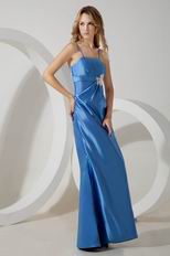 Simple Style Spaghetti Straps Blue Stain Discount Prom Dress