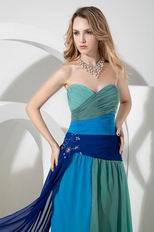 Colorful Chiffon Contrast Color Sweetheart Prom Evening Dress