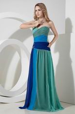 Colorful Chiffon Contrast Color Sweetheart Prom Evening Dress