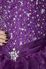Custom High Low Ruffled Skirt Grape Prom Dress With Crystals