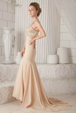 Sweetheart Champagne Chiffon Mermaid Formal Dress For Lady