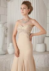 Sweetheart Champagne Chiffon Mermaid Formal Dress For Lady