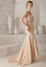 Sweetheart Champagne Chiffon Mermaid Formal Dress For Lady