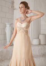 Beaded Sweetheart A-line Court Train Champagne Prom Dress