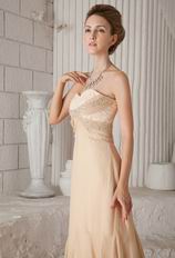 Beaded Sweetheart A-line Court Train Champagne Prom Dress