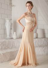 Beaded Sweetheart A-line Court Train Champagne Prom Dress